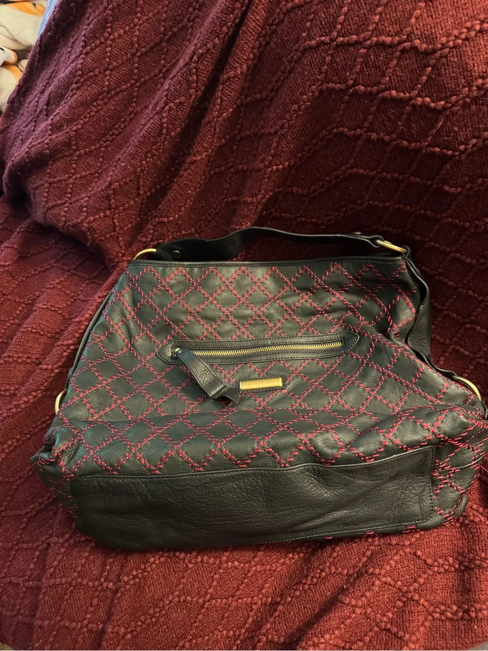 Rare Isabella Fiore Leather Shoulder Hobo Bag with Multicolor Floral Embroidery - Picture 4 of 12